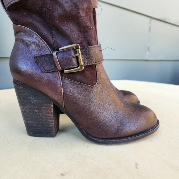Steve Madden Redondo Brown Leather Heeled Boots - Size 8 M - Picture 4 of 11